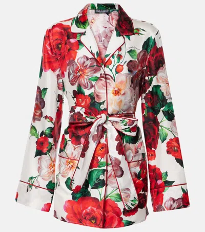 Dolce & Gabbana Floral Print Pyjama Shirt In Multicolor