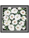 Dolce & Gabbana Black Scarf In Pure Silk With Floral Print In White