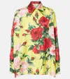 Dolce & Gabbana Oversize Bouquet-print Silk Twill Shirt In Yellow