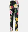 Dolce & Gabbana Floral Print Drawstring Silk Pants In Multicoloured