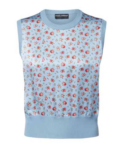 Dolce & Gabbana Floral Silk Sweater Vest In Multi