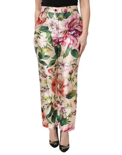 Dolce & Gabbana Floral Silk Trousers In Multi