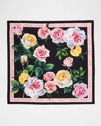 Dolce & Gabbana Floral Silk Twill Foulard Scarf