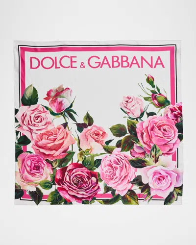 Dolce & Gabbana Floral Silk Twill Foulard Scarf