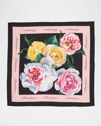Dolce & Gabbana Floral Silk Twill Foulard Scarf