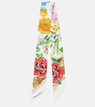 Dolce & Gabbana Floral Silk Twill Headband In Multi
