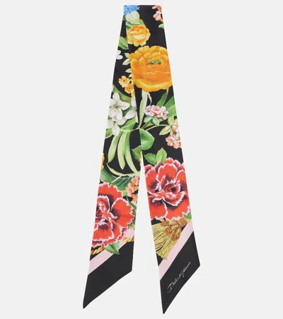 Dolce & Gabbana Floral Silk Twill Scarf In Multi