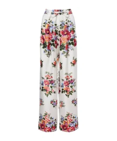 Dolce & Gabbana Floral Silk Wide-leg Pants In Multi