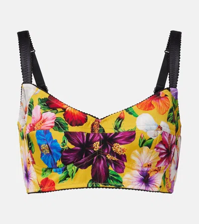 Dolce & Gabbana Floral Silk-blend Crop Top In Multi