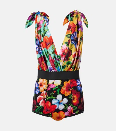 Dolce & Gabbana Floral Silk-blend Playsuit In Multi