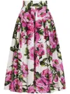 Dolce & Gabbana Womens Peonie Fuxia F.bco Floral-print Cotton Midi Skirt In Multicolour