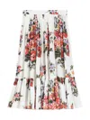 Dolce & Gabbana Flower Bouquet-print Poplin Skirt In White