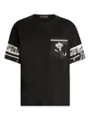 Dolce & Gabbana Cotton And Silk T-shirt With Print In Black