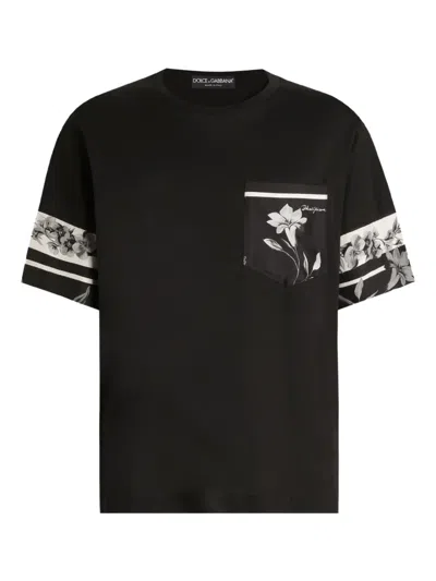 DOLCE & GABBANA FLORAL-SLEEVE T-SHIRT