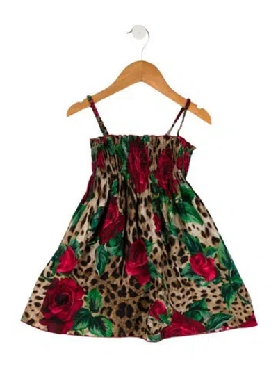 Pre-owned Dolce & Gabbana Babies' Floral Sleeveless Dress In Brown