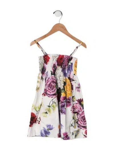 Pre-owned Dolce & Gabbana Babies' Floral Sleeveless Dress In White