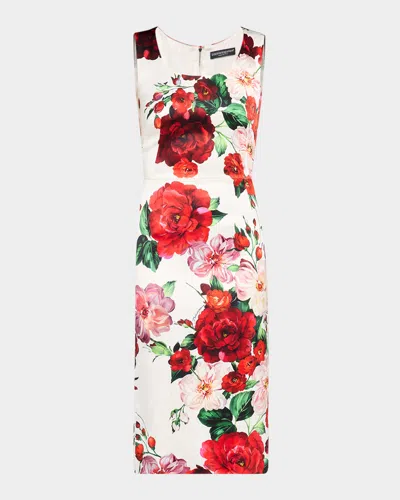 DOLCE & GABBANA FLORAL SLEEVELESS MIDI DRESS