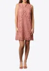 Dolce & Gabbana Pink Dg Logo Floral Lace Short Dress