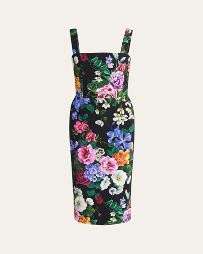 Dolce & Gabbana Floral Sleeveless Sheath Dress In Black