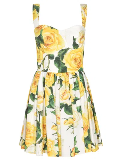 Dolce & Gabbana Floral Sleeveless Short Dress In Multicolor