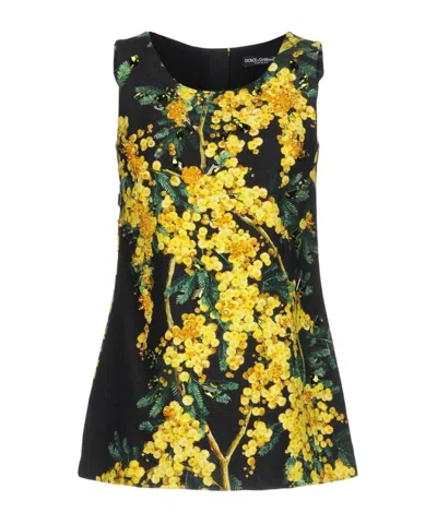 Dolce & Gabbana Floral Sleeveless Top In Black