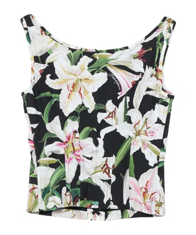 Dolce & Gabbana Floral Sleeveless Top In Green