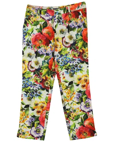 Pre-owned Dolce & Gabbana Floral Slim Fit Trousers, Size It, 36 (authentic Pre-loved)