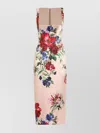 Dolce & Gabbana Satin Calf-length Sheath Dress With Floral Print