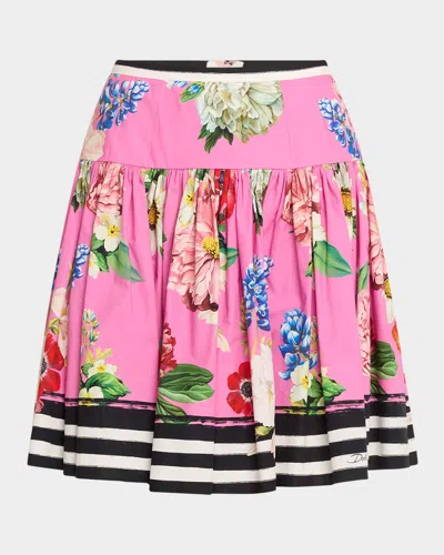 DOLCE & GABBANA FLORAL STRIPED FLARE MINI SKIRT