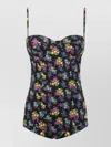 Dolce & Gabbana Small Floral-print Balconette One-piece Swimsuit In Black