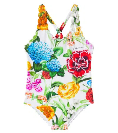 Dolce & Gabbana Kids' Floral Swimsuit In Multicoloured