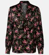 Dolce & Gabbana Floral Tie-neck Silk-blend Satin Blouse In Black