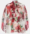 Dolce & Gabbana Chiffon Pussy-bow Blouse With Rose Print In Multicoloured