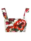 Dolce & Gabbana Multicolor Croped Top With Square Neck And All-over Floral Design In Cotton Woman