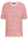 Dolce & Gabbana Dolce&gabbana Pink Lace T Shirt In Multicolor