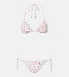 Dolce & Gabbana Small Rose-print Triangle Bikini In White
