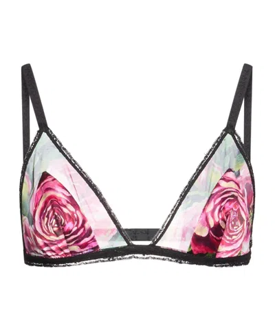 Dolce & Gabbana Floral Triangle Bra In Magenta