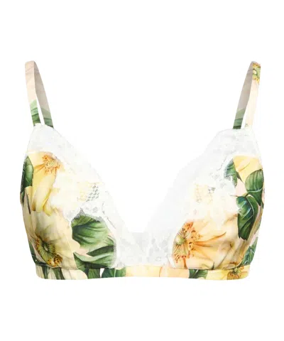 Dolce & Gabbana Floral Triangle Bra In Yellow