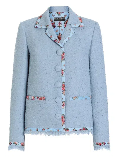 Dolce & Gabbana Floral-trim Jacket In Blue