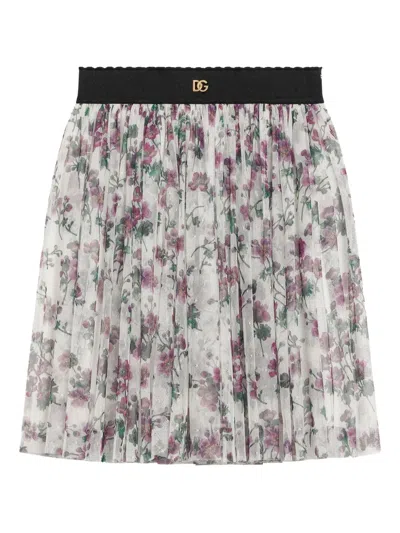Dolce & Gabbana Kids' Floral Tulle Skirt In Multi