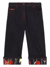 Dolce & Gabbana Floral Turn-up Jeans In Black