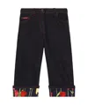 Dolce & Gabbana Floral Turn-up Jeans In Black