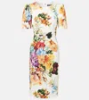 Dolce & Gabbana Midi Dress In Cretonne With A Bouquet Print In Multi