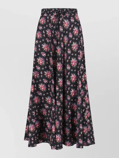 Dolce & Gabbana Floral Wrap Skirt High Waist Maxi In Blue