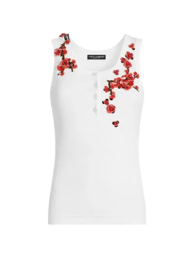 Dolce & Gabbana Geknöpftes Tanktop Mit Blumenapplikation In Multi