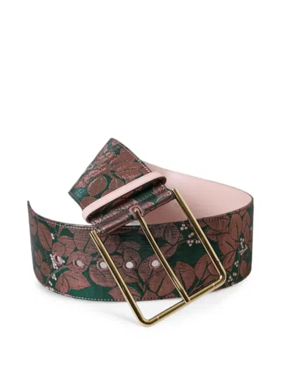 Dolce & Gabbana Floral-brocade Belt In Brown
