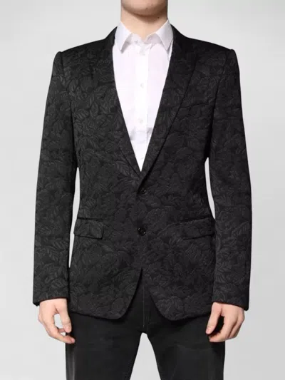 Dolce & Gabbana Floral-brocade Single-breasted Blazer In Black