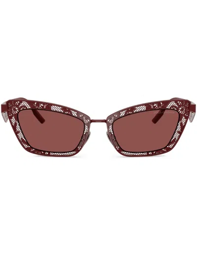 Dolce & Gabbana Florale Cat-eye-sonnenbrille In Rot