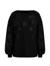 Dolce & Gabbana Pullover Floral Logo Applique Sweater In Black