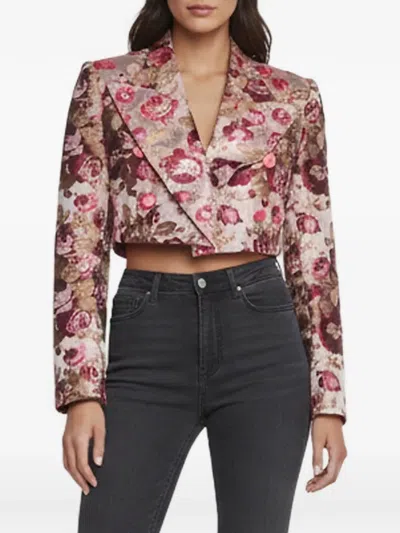 Pre-owned Dolce & Gabbana Floral-jacquard Cropped Jacket In Pink